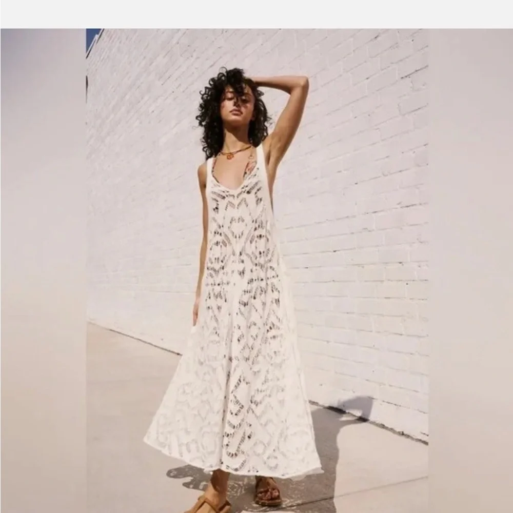 Free People YELLOW Crochet Maxi Swim Coverup - Picture 3 of 7